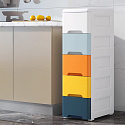 Regál s 5 výsuvnými zásuvkami, nohy s kolečky ModernHome