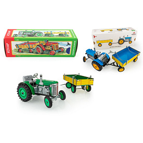 Traktor Zetor s valníkem modrý na klíček kov 28cm Kovap v krabičce Traktor Zetor s valníkem modrý na klíček kov 28cm Kovap v krabičce