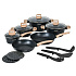 Herzberg HG-WDMRB15: 15 Pieces Granite Coated with Wood Accent Handle - Black