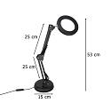 Stolní LED lampa s lupou, otočné rameno, 2 způsoby upevnění