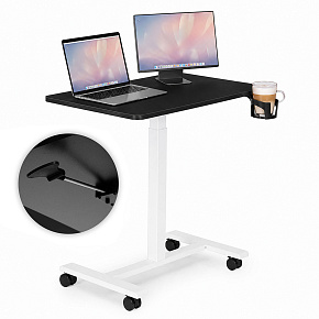 Mobilne biurko 70x48 cm stolik pod laptopa regulacja wysokości 71,5-112 cm czarny blat ModernHome Mobilne biurko 70x48 cm stolik pod laptopa regulacja wysokości 71,5-112 cm czarny blat ModernHome