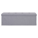Pufa pikowana 111x38 cm ze schowkiem tapicerowana ława skrzynia jasnoszara ModernHome
