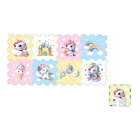 Pěnové puzzle jednorožec 30x30x1cm 8ks ve fólii 10m+