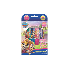 Fixy foukací 6ks se šablonami pro holky Tlapková patrola/Paw patrol v krabičce 12x19cm