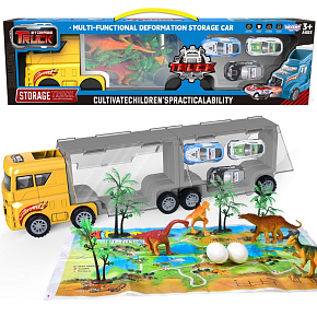 WOOPIE Ciężarówka Transporter 2w1 Zestaw Dinozaurów + Makieta WOOPIE Ciężarówka Transporter 2w1 Zestaw Dinozaurów + Makieta