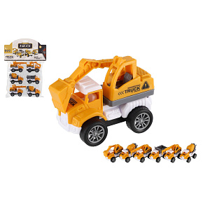 Auto stavební mini 6ks plast 7-8cm na zpětné natažení v sáčku