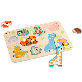 Puzzle/Vkládačka deskové zvířátka dřevo ve fólii 30x21cm 18m+
