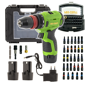 Aku vrtací šroubovák Procraft PA12Pro DFR-2b-c se sadou bitů BS-32 Aku vrtací šroubovák Procraft PA12Pro DFR-2b-c se sadou bitů BS-32