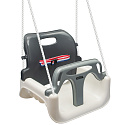 Lebula huśtawka dla dzieci ogrodowa fotel wiszący mocna 3w1 kubełkowa pasy biało-szara