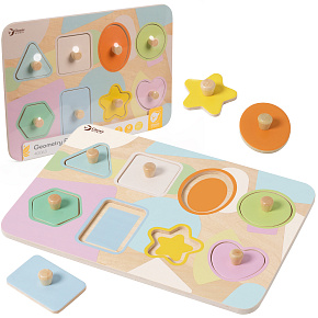 Puzzle/Vkládačka deskové geometrické tvary dřevo ve fólii 30x21cm 24m+
