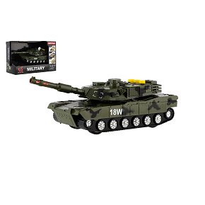 Tank 17cm na volný chod na baterie se světlem se zvukem zelený v krabici 19x12,5x8cm