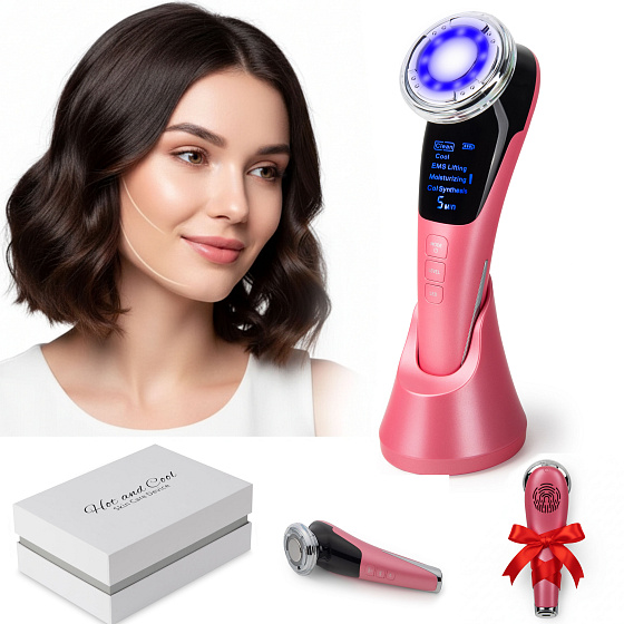 Lebula masażer do twarzy ems ultradźwięki lifting mezoterapia pink