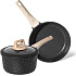 Just Perfecto JL-43: 3 Pieces Granite Frying Pan & Sauce Pan Set (20/24cm) - Black