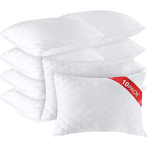 Comfort Sleep CS-MF57 : Lot de 10 Oreillers Anti-Allergiques en Microfibre à Mémoire de Forme Matelassée de Qualité Hôtelière - 50x70cm
