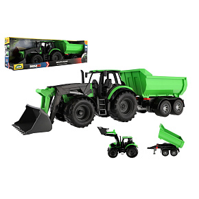 Auto Traktor Deutz-Fahr s přívěsem Worxx plast 75cm 1:15 v krabici 76x22x19cm Auto Traktor Deutz-Fahr s přívěsem Worxx plast 75cm 1:15 v krabici 76x22x19cm