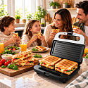 Just Perfecto JP-PNI70W : grille-pain électrique à deux plaques, machine à sandwich, machine à jaffle