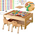 MASTERKIDZ Drewniany Stół Edukacyjny + AKCESORIA STEM WALL + 135 Klocków