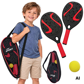 WOOPIE Sada červených pálek na padel s míčkem a košíčkem