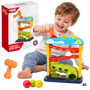 WOOPIE BABY Edukativní kuličková dráha zatloukací hra s kladívkem a vyskakujícími zvířátky WOOPIE BABY Edukativní kuličková dráha zatloukací hra s kladívkem a vyskakujícími zvířátky