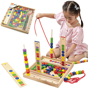 VIGA Dřevěná vzdělávací hra Logické korálky 104 prvků Montessori