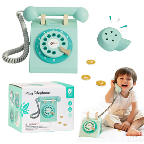 CLASSIC WORLD Klasický Dřevěný Telefon pro Děti 4 ks.