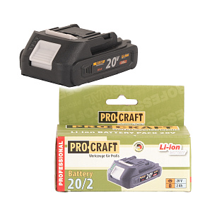 Baterie akumulátorová 20V Li-ion, 2000mAh Procraft 20/2A Baterie akumulátorová 20V Li-ion, 2000mAh Procraft 20/2A