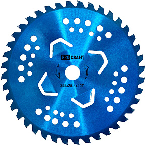 Nůž křovinořezu (kotouč) (D255*25.4) 40T karbid wolframu (blue) PROCRAFT