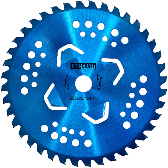 Nůž křovinořezu (kotouč) (D255*25.4) 40T karbid wolframu (blue) PROCRAFT
