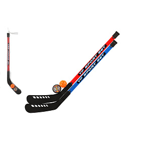 Hokejka pozemní 2ks plast 92cm + florbalový míček + puk v síťce Hokejka pozemní 2ks plast 92cm + florbalový míček + puk v síťce