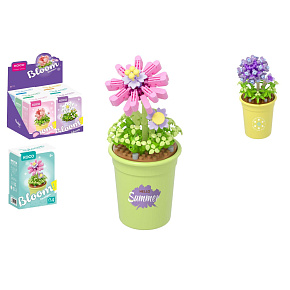 Stavebnice mini KOCO Květina v květináči plast 6 druhů v krabičce 10x14x6cm 6ks v boxu