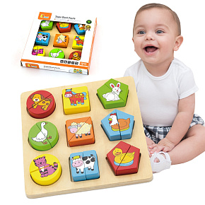 VIGA Dřevěné vzdělávací puzzle Zvířata