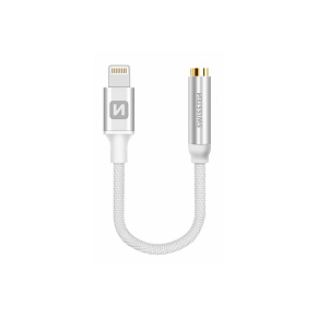 Audio adaptér Lightning / jack 3,5 mm (samice), textilní oplet, délka 0,15 m stříbrný
