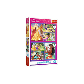 Puzzle 2x70 Disney Princezna - Pohádkové dny 27,5x18cm v krabici 19x29x4cm