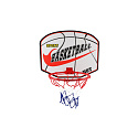 Basketbalový koš dřevo/kov/síťka/míč s pumpičkou v krabici 49x42x4cm