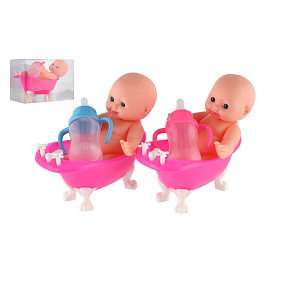 Miminko ve vaničce guma/plast s lahvičkou 10cm v plastové krabičce 13x9x6,5cm Miminko ve vaničce guma/plast s lahvičkou 10cm v plastové krabičce 13x9x6,5cm