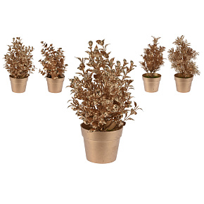 Květina v květináči - 22 cm, Zlatá, 4 varianty, 1ks