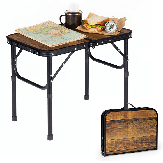 Turistický stůl 60x40 cm kempingový skládací do kufříku postaršený dub MultiGarden