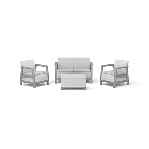 Scandi Linea set s 2-místnou pohovkou Ash šedá / Storm šedá / světle šedé podušky