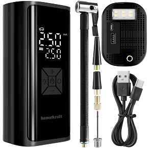 Elektrická cyklistická pumpa kompresor na pneumatiky powerbanka 6000mAh LED svítilna