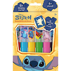 Fixy foukací 6ks se šablonami  Lilo & Stitch v krabičce 12x19cm