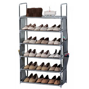 Herzberg HG-03602: 6vrstvý úložný botník (47x100 cm) - Šedý