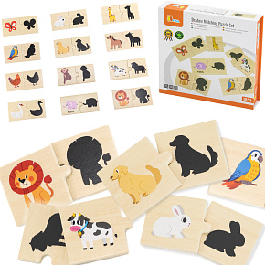 VIGA Sada Dřevěné Puzzle Skládačka Zvířátka Přizpůsob Stíny