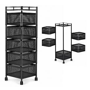 Regał kuchenny pomocnik organizer obrotowe półki 5 poziomów metal ModernHome Regał kuchenny pomocnik organizer obrotowe półki 5 poziomów metal ModernHome